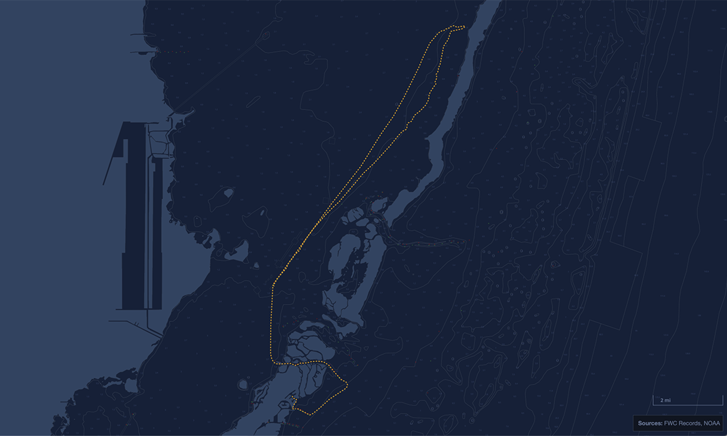 map of boat route based on gps report